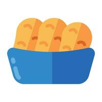 A flat design icon of nuggets bucket vector