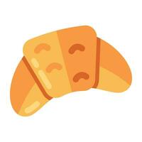 Croissant icon of breakfast in flat style vector