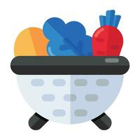 Editable design icon of vegetable basket vector