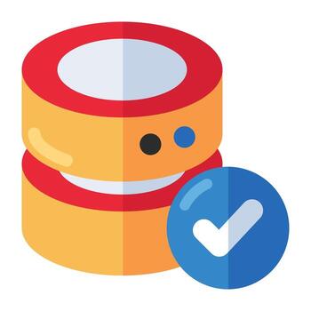 db estante con garrapata marca denotando concepto de verificado base de datos vector