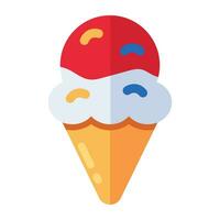 icono de cono de helado, vector editable