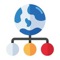 A flat design icon of global network vector
