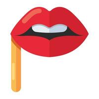 A flat design icon of lips prop vector