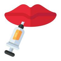 Conceptual flat design icon of lips injection vector