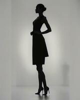 AI generated Silhouette of three women in black and white dresses, studio shot. ai generative photo