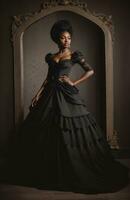 AI generated Beautiful african american woman wearing black dress and jewellery. ai generative. ai generative photo