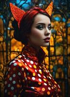 AI generated Fashion shot of a beautiful woman in a carnival mask. ai generative. ai generative photo