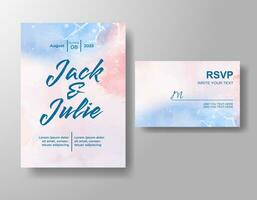 Wedding invitation with abstract watercolor background vector