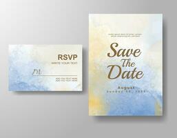 Wedding invitation with abstract watercolor background vector