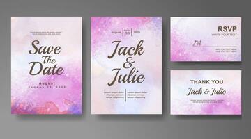 Wedding invitation with abstract watercolor background vector