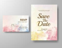 Wedding invitation with abstract watercolor background vector