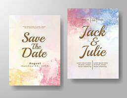 Wedding invitation with abstract watercolor background vector