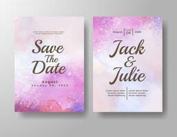 Wedding invitation with abstract watercolor background vector