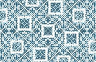 Blue color floral tile design pattern vector