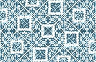 Blue color floral tile design pattern vector