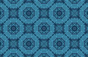 Blue hexagonal tribal fabric pattern vector