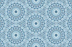 Blue color mandala tile design pattern vector
