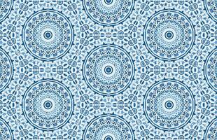 Blue color mandala tile design pattern vector