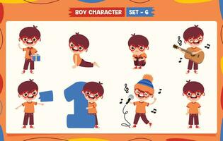 Cartoon Boy Doing Various Activities vector