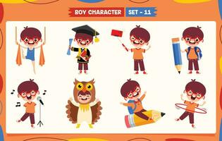 Cartoon Boy Doing Various Activities vector