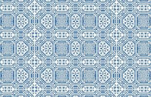 Blue color old traditional tile design pattern vector