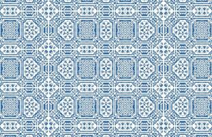 Blue color old traditional tile design pattern vector