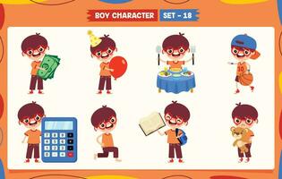 Cartoon Boy Doing Various Activities vector