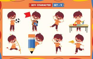 Cartoon Boy Doing Various Activities vector