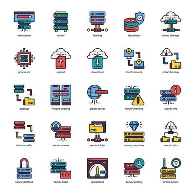 Web Server icon pack for your website design, logo, app, and user interface. Web Server icon filled color design. Vector graphics illustration and editable stroke.