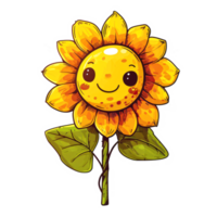 ai generiert Sonnenblume süß Karikatur Charakter Symbol. Illustration png