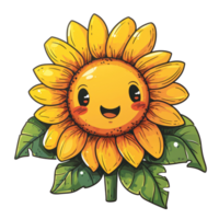 AI generated Sunflower cute cartoon character icon. illustration png