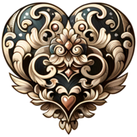 AI generated Vector heart-shaped ornament in Victorian style png