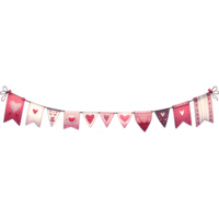 AI generated Valentine's day banner with hearts and garlands png