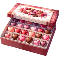 AI generated Valentine's day chocolate box with heart shaped candies png