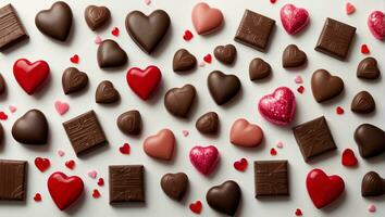 valentine's day chocolate hearts pattern AI Generative photo