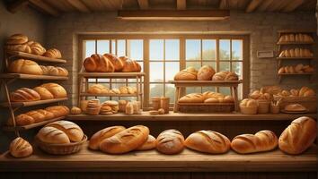 ai generado un pan panadería tienda foto
