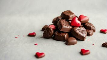 chocolates are arranged in a heart shape AI Generative photo