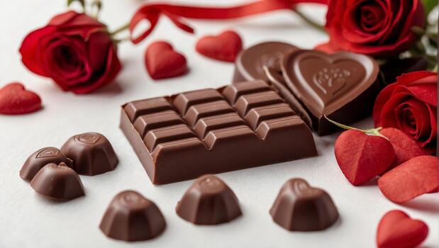 chocolates are arranged in a heart shape AI Generative photo