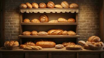 AI generated bread bakery shop photo