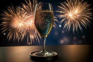 AI generated champagne and fireworks photo