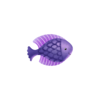 Hand gezeichnet Illustration von Meer lila Fisch. Charakter von das unter Wasser Welt. Marine und frisches Wasser Fisch. süß Baby Illustration auf isoliert Hintergrund png