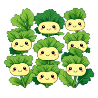 AI generated illustration of mustard greens, vegetable characters png