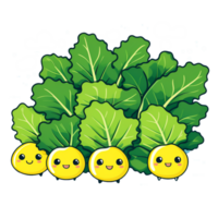 AI generated illustration of mustard greens, vegetable characters png