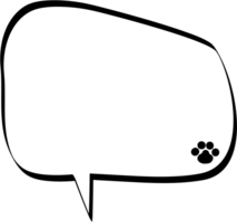 Animal pet paw Black and white speech bubble balloon, icon sticker memo keyword planner text box banner, flat png transparent element design