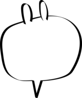 Rabbit bunny Animal pet Black and white speech bubble balloon, icon sticker memo keyword planner text box banner, flat png transparent element design