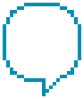 blue color 8bit retro game pixel speech bubble balloon icon sticker memo keyword planner text box banner, flat png transparent element design