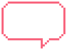 rosado color 8 bits retro juego píxel habla burbuja globo icono pegatina memorándum palabra clave planificador texto caja bandera, plano png transparente elemento diseño