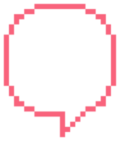 rosado color 8 bits retro juego píxel habla burbuja globo icono pegatina memorándum palabra clave planificador texto caja bandera, plano png transparente elemento diseño