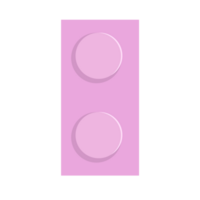 Brick Block Toy Piece with 2 Dots Vertical, Plastic Brick Block Design png