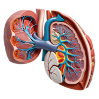 ai gerado humano fígado médico ilustração, 3d Renderização do humano corpo png